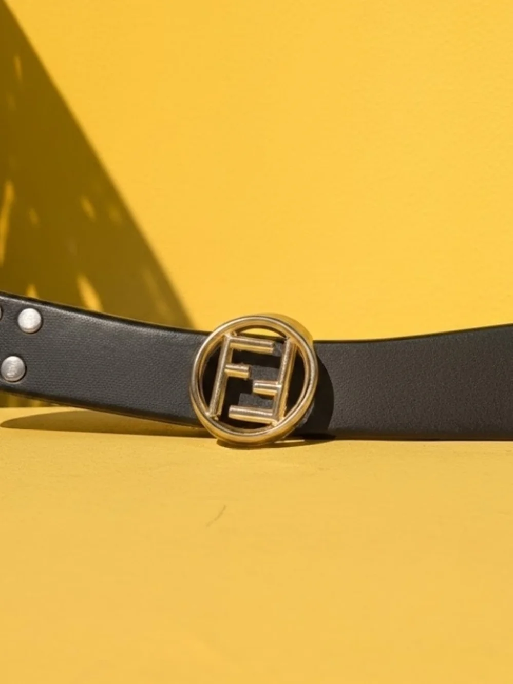Fendi Black Faux Leather Bracelet with Metal Logo